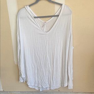 Free People Cream V-Neck Long Sleeve